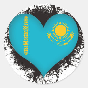 Vintage i-Liebe Kasachstan Runder Aufkleber