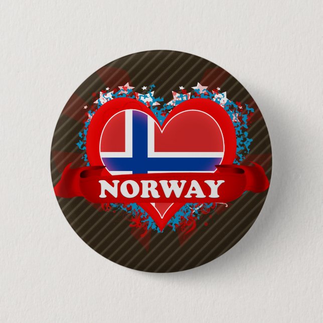 Vintage i-Liebe Norwegen Button (Vorderseite)