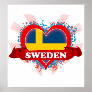 Vintage i-Liebe Schweden Poster