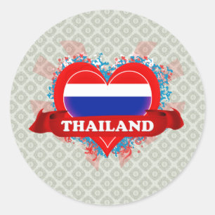 Vintage i-Liebe Thailand Runder Aufkleber