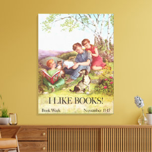 Vintage "I Like Books" Poster von Kate Seredy 1962 Leinwanddruck
