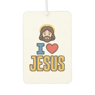 Vintage I Love Jesus Christliches Grafikdesign Autolufterfrischer