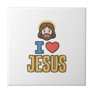 Vintage I Love Jesus Christliches Grafikdesign Fliese