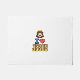 Vintage I Love Jesus Christliches Grafikdesign Fußmatte