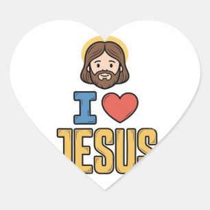 Vintage I Love Jesus Christliches Grafikdesign Herz-Aufkleber