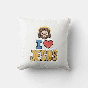 Vintage I Love Jesus Christliches Grafikdesign Kissen
