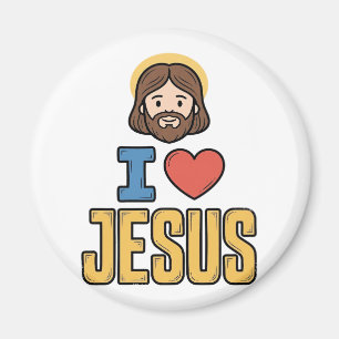 Vintage I Love Jesus Christliches Grafikdesign Magnet