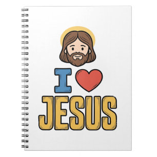 Vintage I Love Jesus Christliches Grafikdesign Notizblock