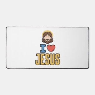 Vintage I Love Jesus Christliches Grafikdesign Schreibtischunterlage