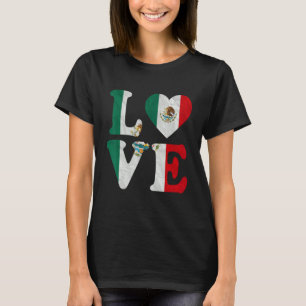 Vintage I Love Mexiko Flagge Herz Mexikanische Wur T-Shirt