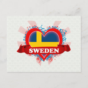 Vintage I Love Schweden Postkarte