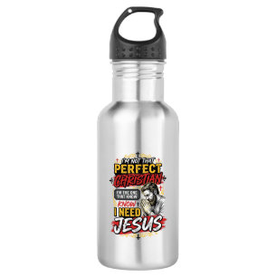 Vintage I Need Jesus Christliches T-Shirt Design_1 Edelstahlflasche