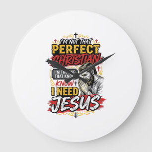 Vintage I Need Jesus Christliches T-Shirt Design_1 Große Wanduhr