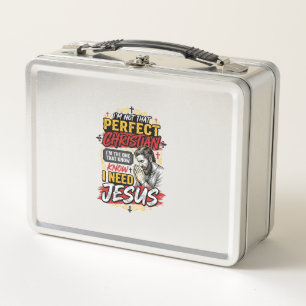 Vintage I Need Jesus Christliches T-Shirt Design_1 Metall Brotdose
