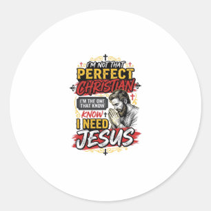 Vintage I Need Jesus Christliches T-Shirt Design_1 Runder Aufkleber