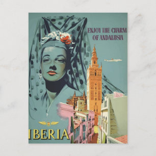 Vintage Iberia Travel Postkarte