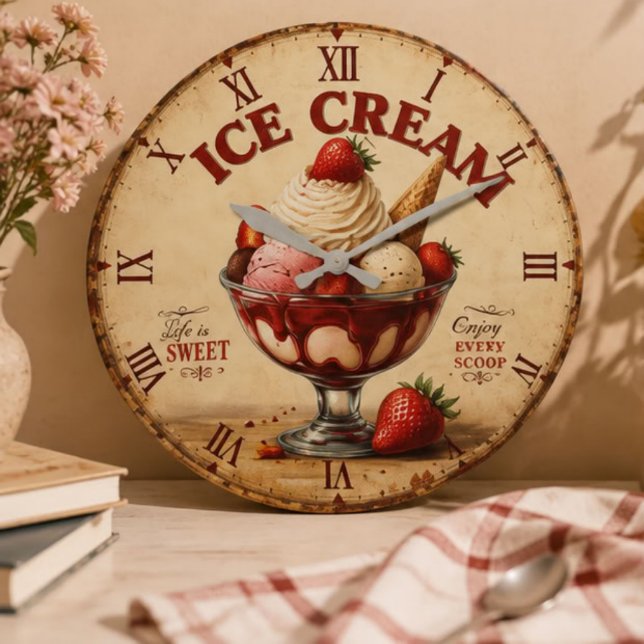 Vintage Ice Cream Große Wanduhr (Von Creator hochgeladen)