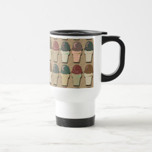 Vintage Ice Creme Cones Muster-Design Reisebecher