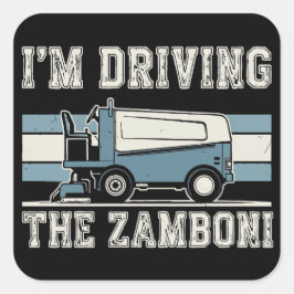 Vintage Ice Zamboni Hockey Rink Design Quadratischer Aufkleber