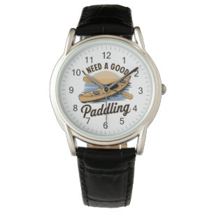 Vintage Ich brauche eine gute Rudertour Kanufahren Armbanduhr