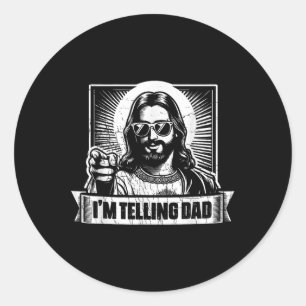 Vintage Ich erzähle Papa Jesus religiöser christli Runder Aufkleber