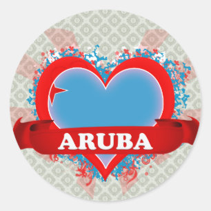Vintage Ich liebe Aruba Runder Aufkleber