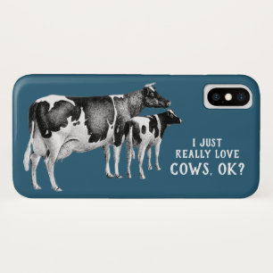 Vintage Ich liebe einfach Kühe   Weißer Text Case-Mate iPhone Hülle