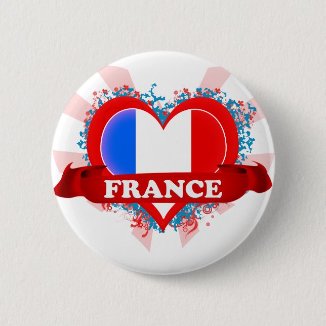 Vintage Ich liebe Frankreich Button (Vorderseite)
