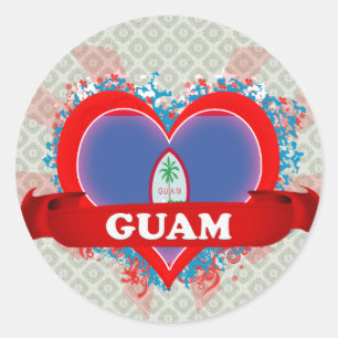 Vintage Ich liebe Guam Runder Aufkleber