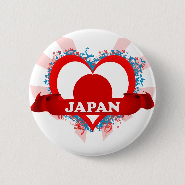 Vintage Ich liebe Japan Button (Vorderseite)