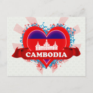 Vintage Ich liebe Kambodscha Postkarte