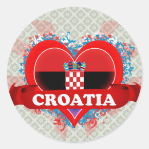 Vintage Ich liebe Kroatien Runder Aufkleber