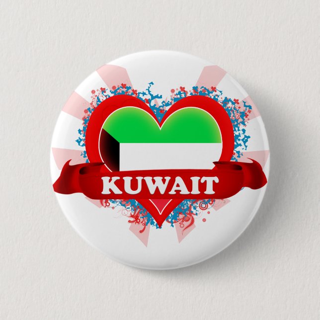 Vintage Ich liebe Kuwait Button (Vorderseite)