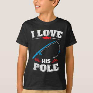 Vintage Ich liebe seine Stange Lustiges Angelpaar T-Shirt
