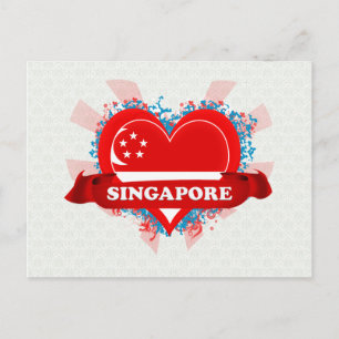 Vintage Ich liebe Singapur Postkarte