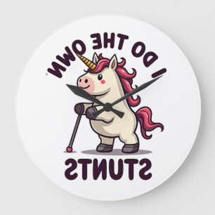 Vintage Ich mache meine eigenen Stunts Einhorn Lus Große Wanduhr