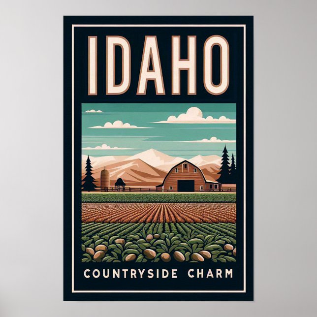 Vintage Idaho Landschaft Charm Poster (Vorne)