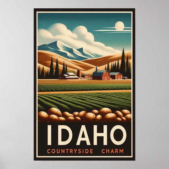 Vintage Idaho Landschaft Charm Poster (Vorne)