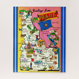 Vintage Idaho Staat 16x20 Karte Puzzle