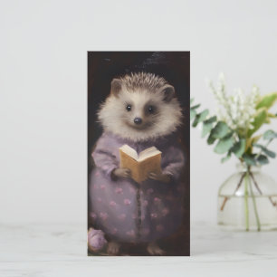 Vintage-Igel-Lesezeichen in Lila für Bücherwürmer Dankeskarte