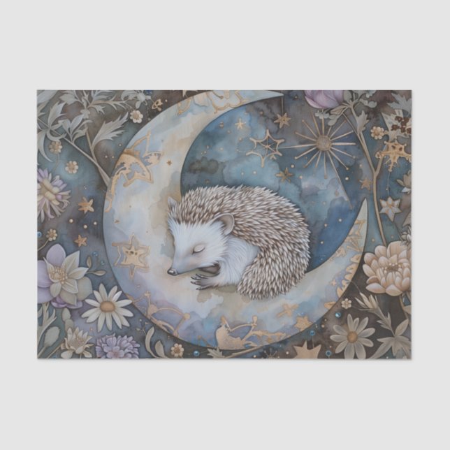 Vintage-Igel-Wald-Blumen William Morris  Seidenpapier (Vorderseite)