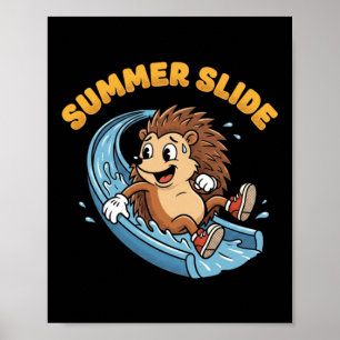 Vintage-Igel-Wasserrutsche Sommer-Rutsche Retro Poster