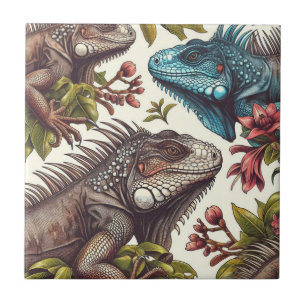 Vintage Iguana Nahtlose Malerei Fliese