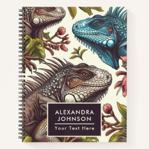 Vintage Iguana Nahtlose Malerei Notizbuch