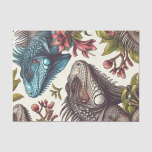 Vintage Iguana Nahtlose Malerei Seidenpapier