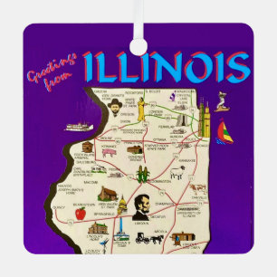 Vintage Illinois Grüße Ornament Aus Metall