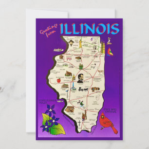 Vintage Illinois Grußkarte 5x7 große Postkarte
