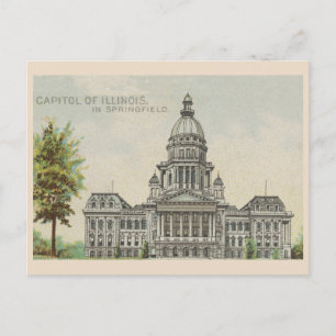 Vintage Illinois Hauptstadt Gebäude Zeichnend 1889 Postkarte