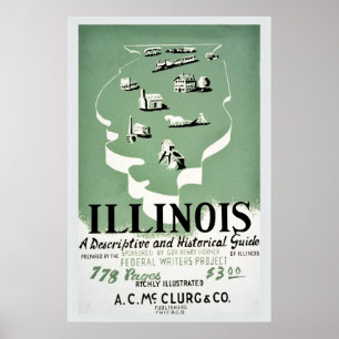 Vintage Illinois travel guide ad Poster