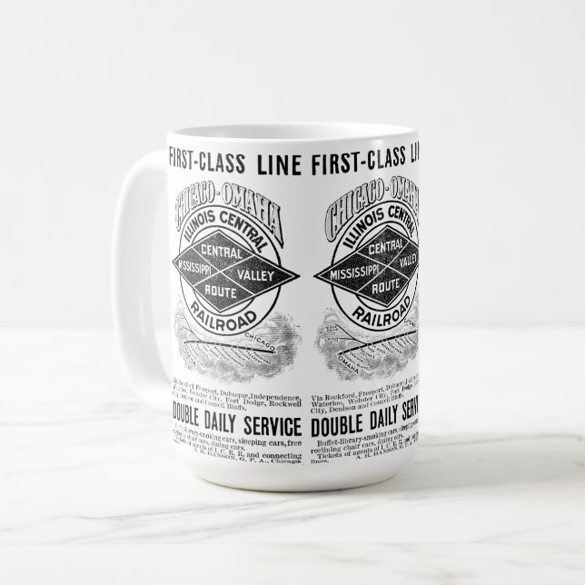 Vintage Illinois zentrale Eisenbahn Tasse (Vorderseite Links)